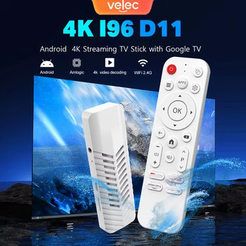 Velec TV Stick Android 14 Amlogic Quad-Core Cortex-A53 Infrared Remote Control WiFi 2.4G Support 4K Streaming with Google TV