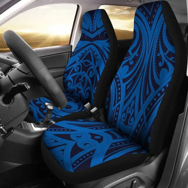 

Blue Polynesian Tribal Car Seat Covers Pair 2 Front Car Seat Covers Seat Cover for Car Car Seat Protector Car Accessory