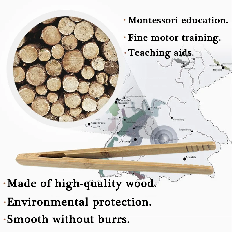 Wooden Montessori Clip Teaching Aid Toy Set for Kids Fine Motor Training