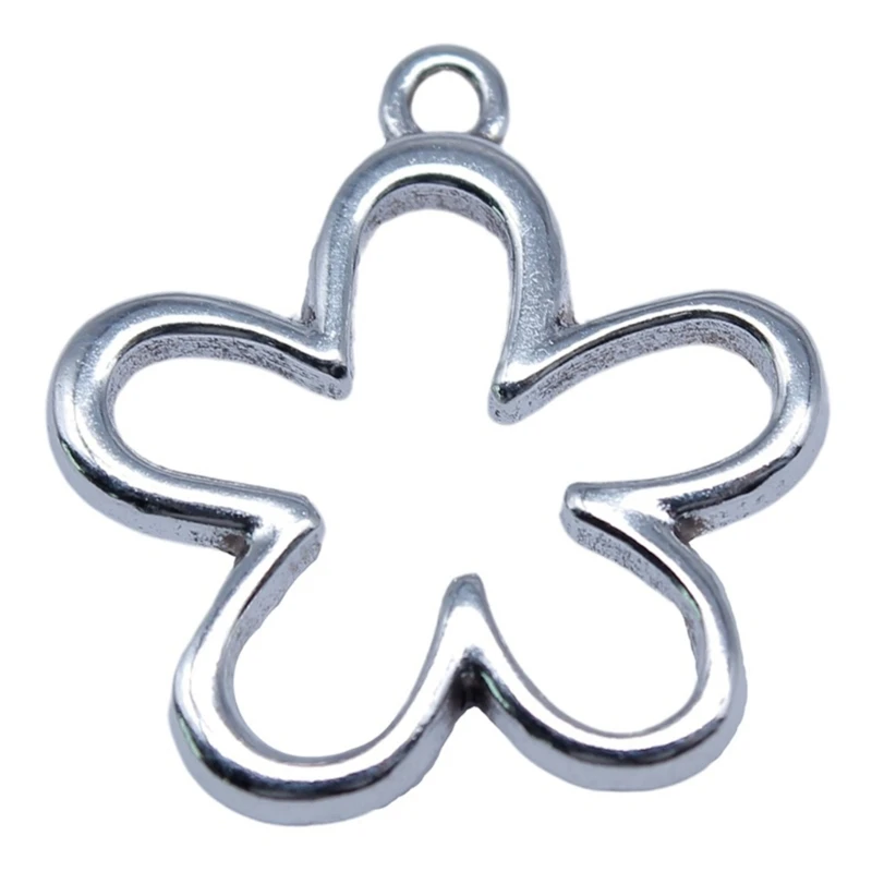 

Antique Silver Hollow Small Flower Tags for DIY Keychain Necklace Jewelry Making