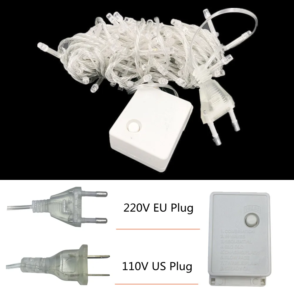 thumbnail image 4 of Guirnalda de luces LED de 100 m, 50 m, 30 m, 20 m, 10 m y 5 m para Navidad, enchufe europeo, 220 V, para exteriores, 4 of 5