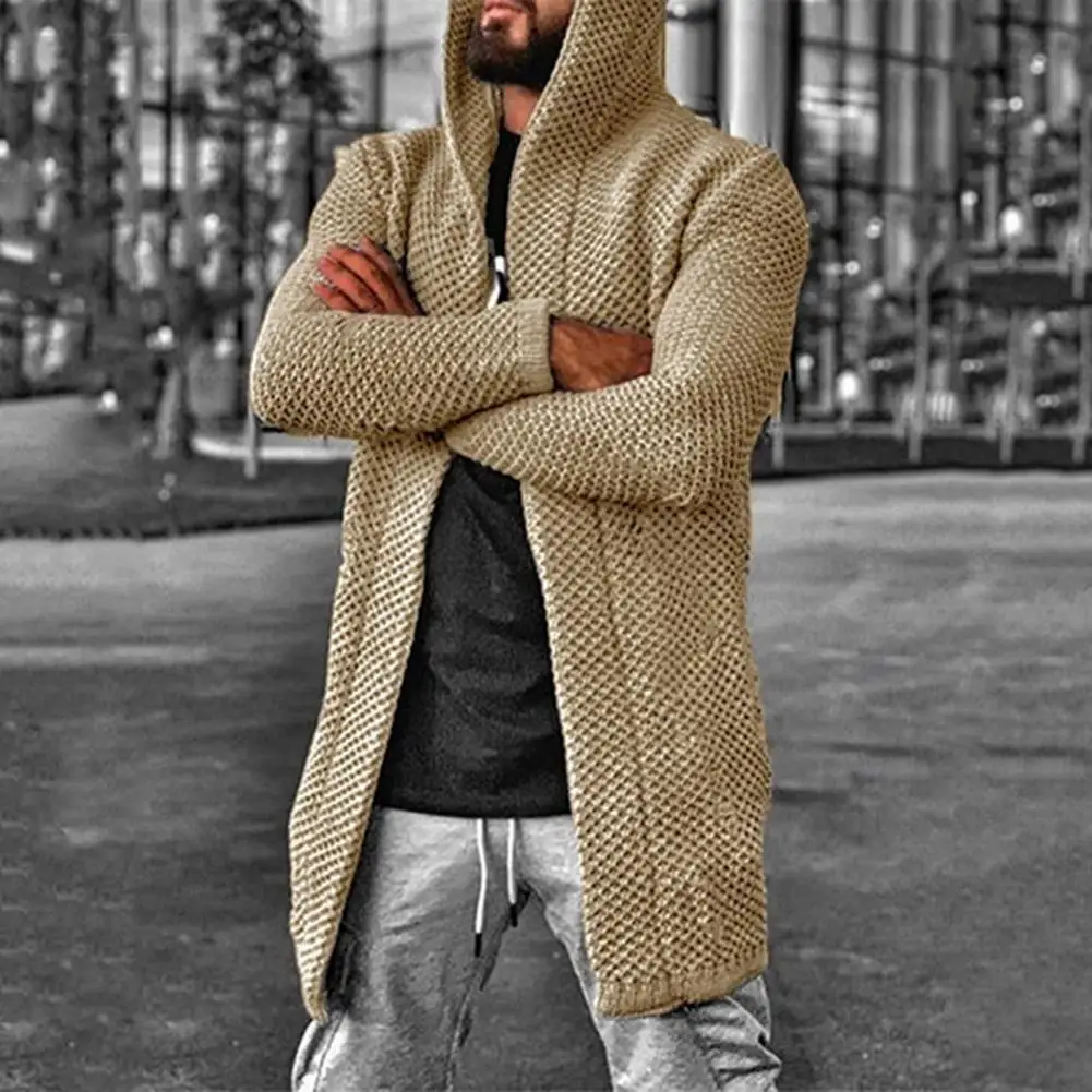 

Mens Knitted Sweater Cardigan Men Solid Hoodies Long Sleeve Cardigans Autumn Winter Thicken Warm Man Jacket Outerwear Clothing