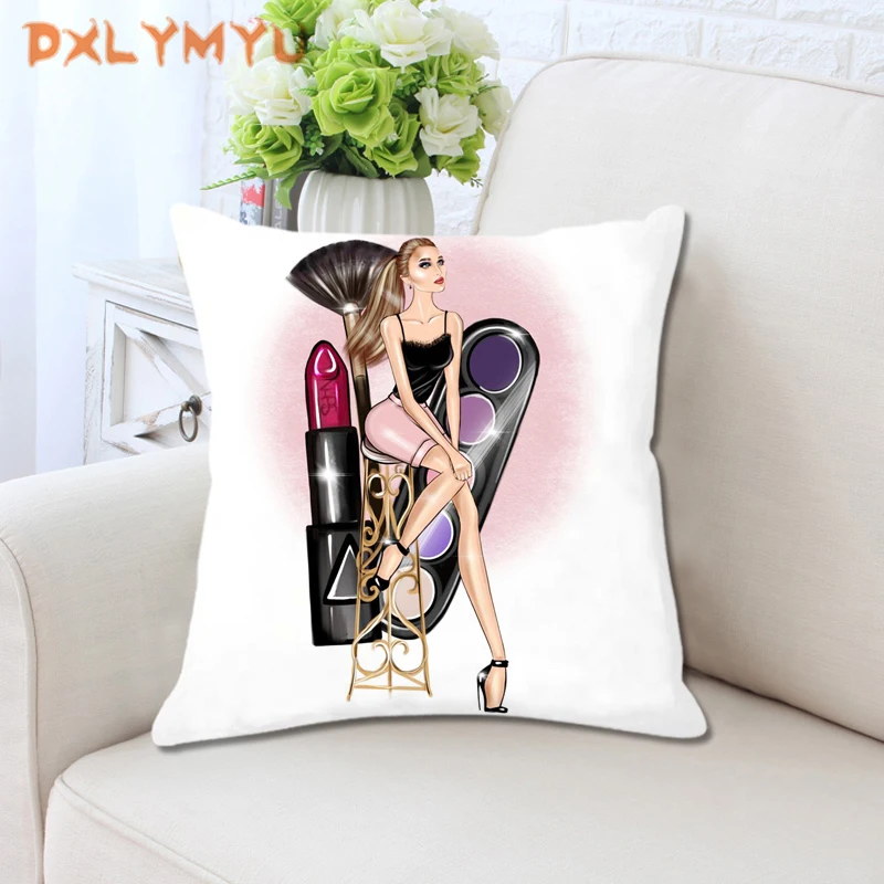 Cosmetic Patterns Velvet Cushions Case Makeup Print Decorative Pillowcase Living Room Sofa Throw Pillow No Inner Core 