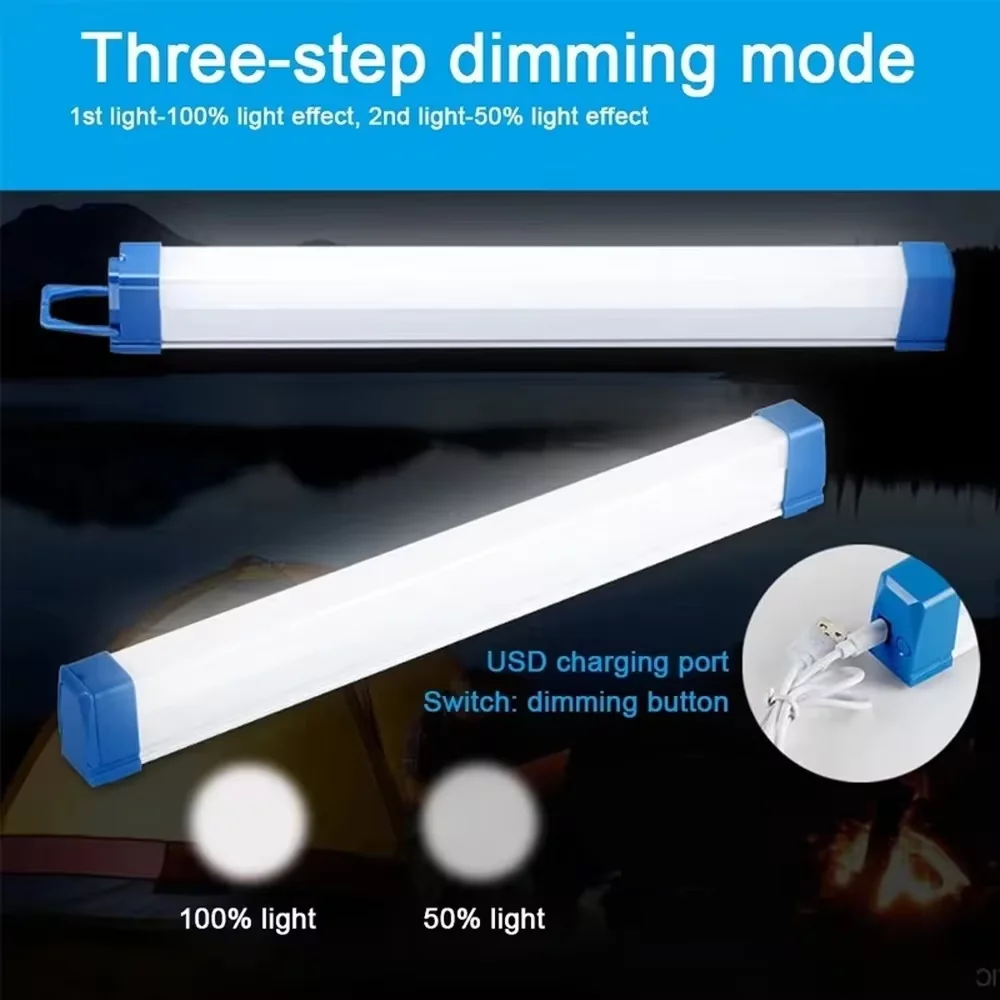 LED Light Rechargeable Bar Tube Camping Lamp Magnetic Suspension Portable Emergency Night Market Outdoor Lighting
