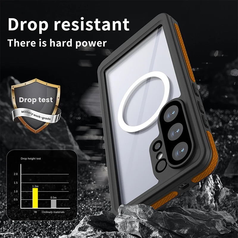 Full Body Waterproof Shockproof Phone Case with Magnetic Cover