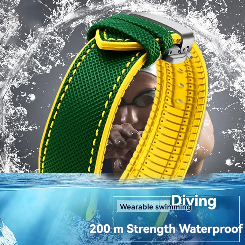 Durable Canvas Nylon Waterproof Watch Strap with Rubber Lining - Men's Watchband Accessories