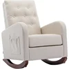 home. Rocking Chair Mid-Century Modern Nursery Rocking Armchair Upholstered Tall Back Accent Glider Rocker for Living Room 1
