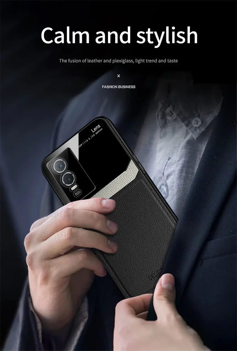 Vivo Y76 VivoY76 5G V2124 Case Leather Glass Texture Soft TPU