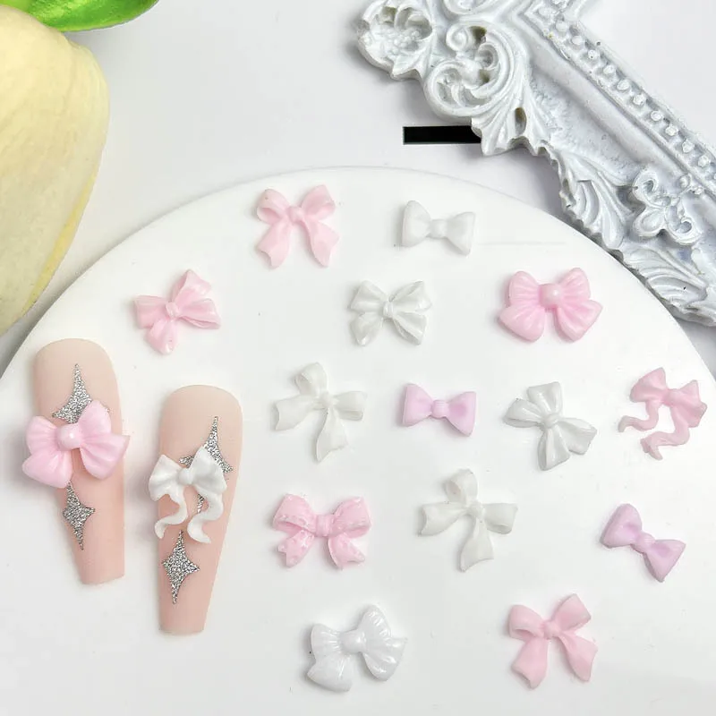 50pcs 3D Aurora Clear Resin Bow Nail Art Charms Cute Butterfly Glitter Nails Decoration Supplies Jewelry Accessories DIY 2