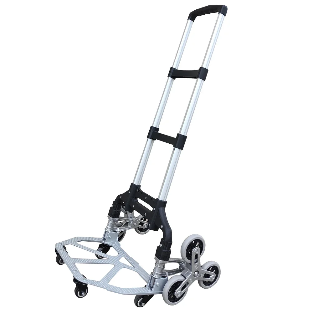 150KG All Terrain Stair Cart Camping Wagon 캠핑웨건 Hand Cart with Bungee Cord Folding Trolley for Upstairs Cargo with Wheels 핸드카트