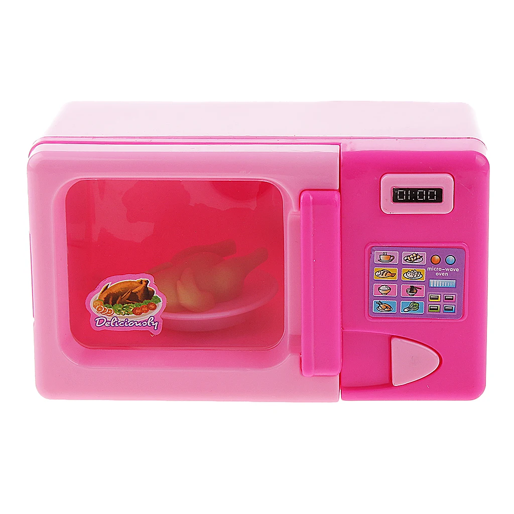 Children Role Playing Toys Household Furniture Microwave Pink 3