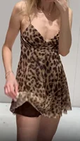 ETJ 2025 Summer New collection Women's vacation Style printed silk mesh sexy V-neck halter short Dress Hot Girl Dress - Image 4