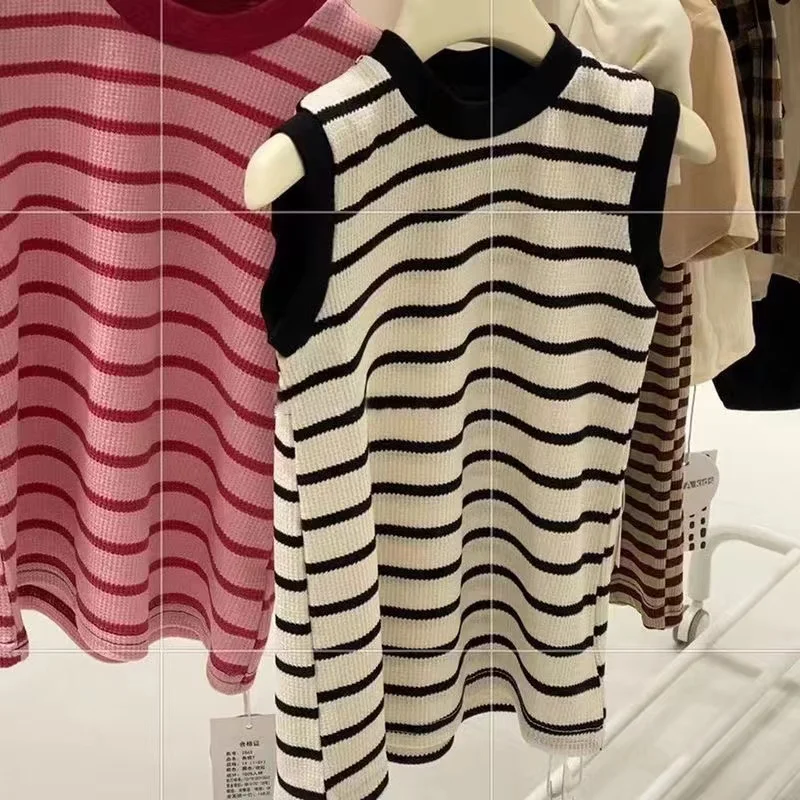 

K51501 2024 stripe shortsleeve girls clothing Boutique casual dress size 4-14Y