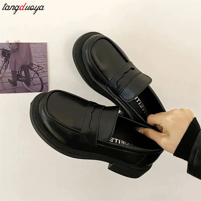 New Japanese Style College Student Shoes Cosplay Lolita Shoes for Women/Girl Fashion Black/Coffee Uniform Platform Shoes 2023