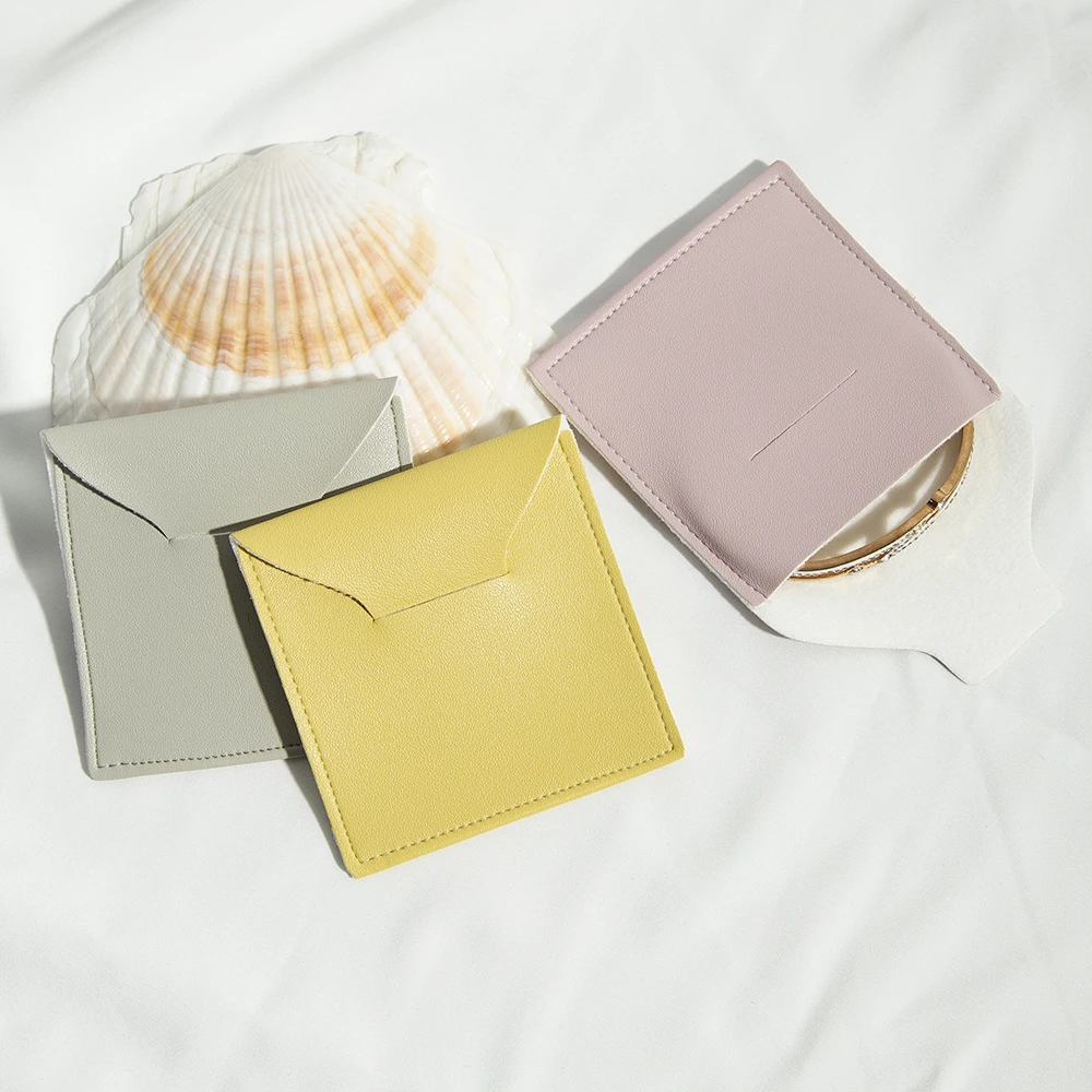 100pc Leather Wedding Favor Gift Bag Envelope Pouch Small Ring Earring Necklace Pendant Storage Package Jewelry Packaging Case