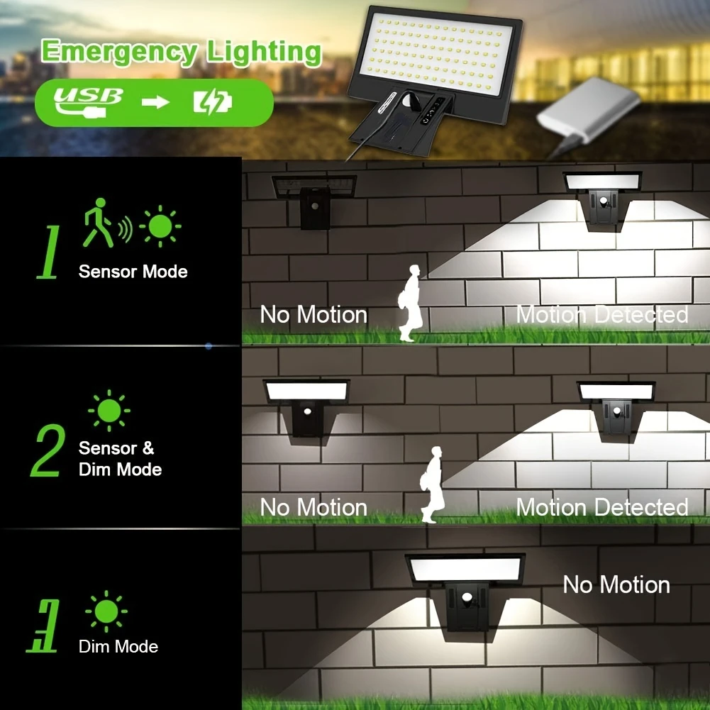 Solar Security Lights Solar Flood Lights Outdoor Waterproof with Motion Sensor 4 Modes 90 LEDs Wall Lights for Porch Yard Garden 4