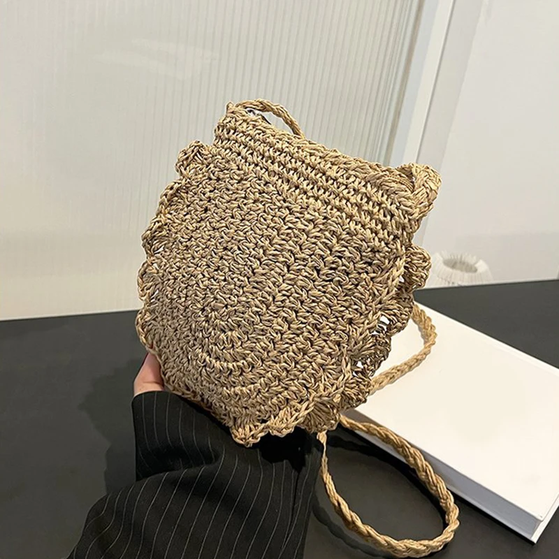 Handmade Summer Straw Handbag Raffia Rattan Woven Crossbody Shoulder Bag for Women Vacation Beach Clutch 2024 Style