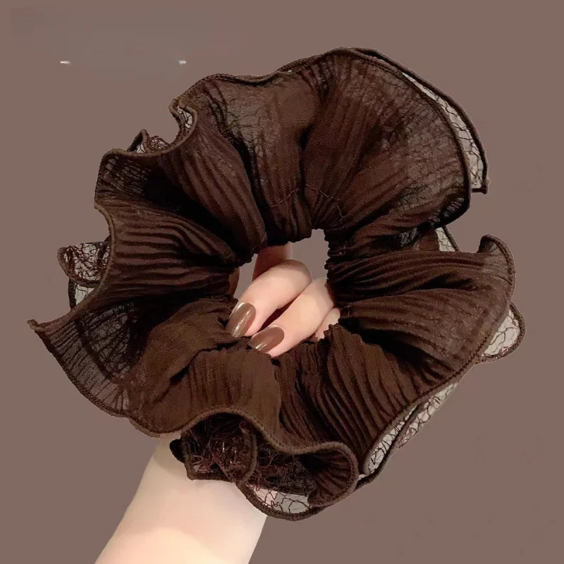 Elegant Lace Mesh Scrunchies for Women - Large Hair Accessory & Ponytail Holder