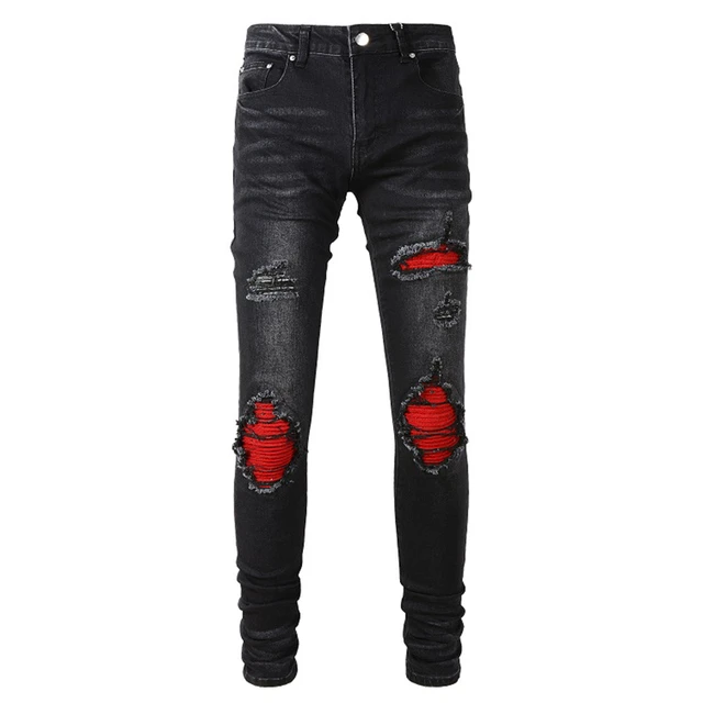 tilbagebetaling hævn Sway Red Black Jeans Mens | Red Skinny Jeans Men | Biker Jeans Streetwear | Red  Men Jeans Wear - Jeans - Aliexpress