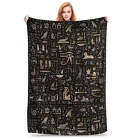 Ancient Egyptian Hieroglyphs Blanket Fleece Super Soft Throw Blankets Sofa Throw Blanket For Couch Travel Throws Bedspread Quilt 1