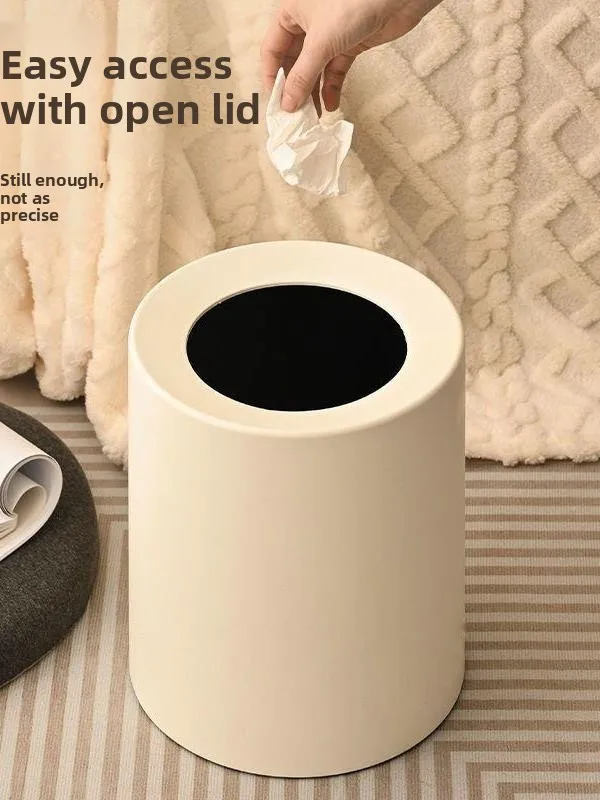 Nordic Double Layer round Tra Can for Kitchen Batoom Office Creative Toilet Household Simple Design Bedroom Garbage Bin