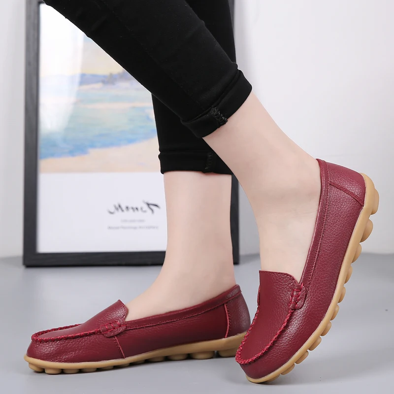 Women Flats Ballet Shoes Cut Out Leather Breathable Moccasins Boat Shoes Ballerina Casual women shoes