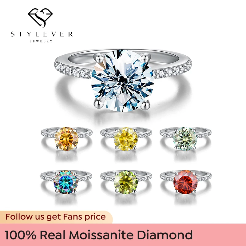 

Stylevel Luxury Real 1-5ct Moissanite Diamond Rings for Women Big Solitaire Wedding Rings Genuine 925 Sterling Silver Jewelry