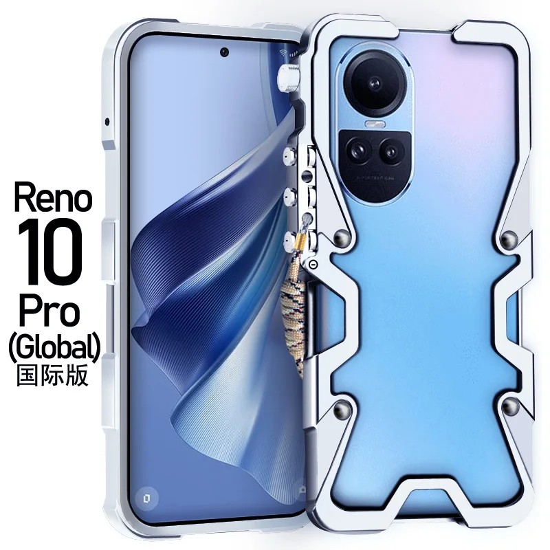 

Роскошные армированные металлические алюминиевые чехлы для телефонов, бампер для Oppo Rneo 10 Reno10 Pro, чехол механический, полностью ручной работы, искусственный череп