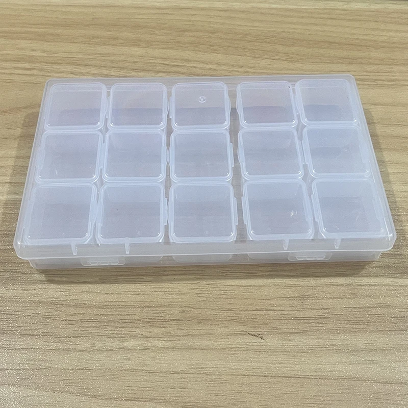 1 set of 15 independent transparent plastic storage boxes used for DIY diamond painting bead and jewelry storage multifunctio storage box diamond painting storage box