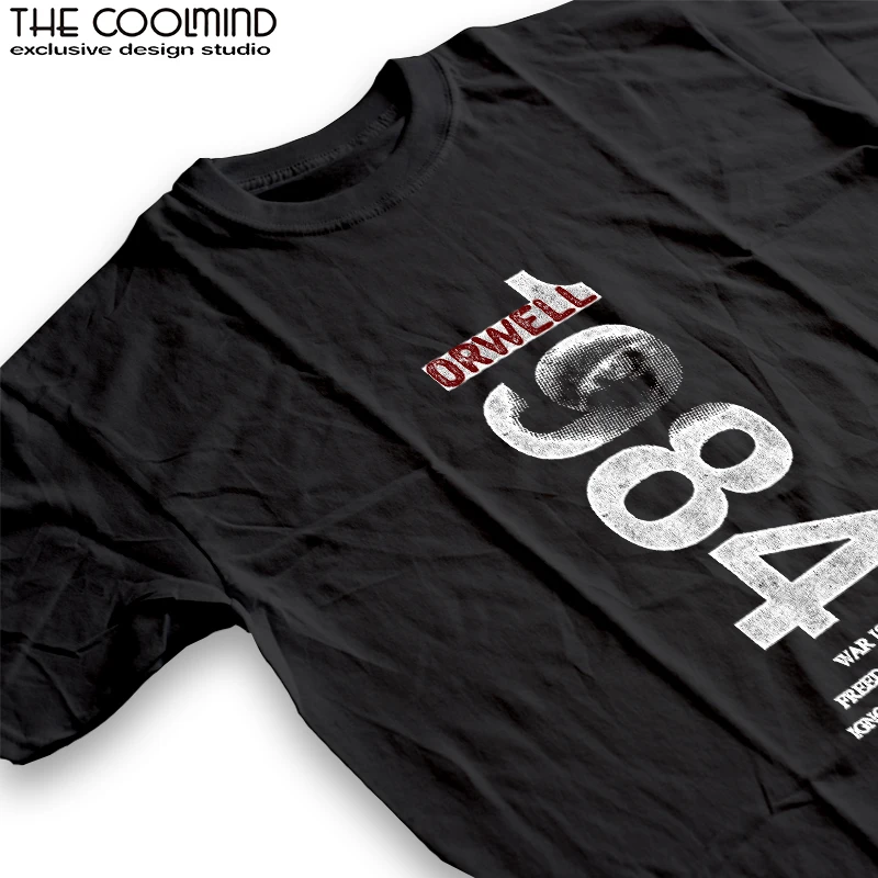 Coolmind U0014-T2 1984 Graphic Print Men T Shirt O-Neck Loose Tshirt Men 100% Cotton Tee Shirts