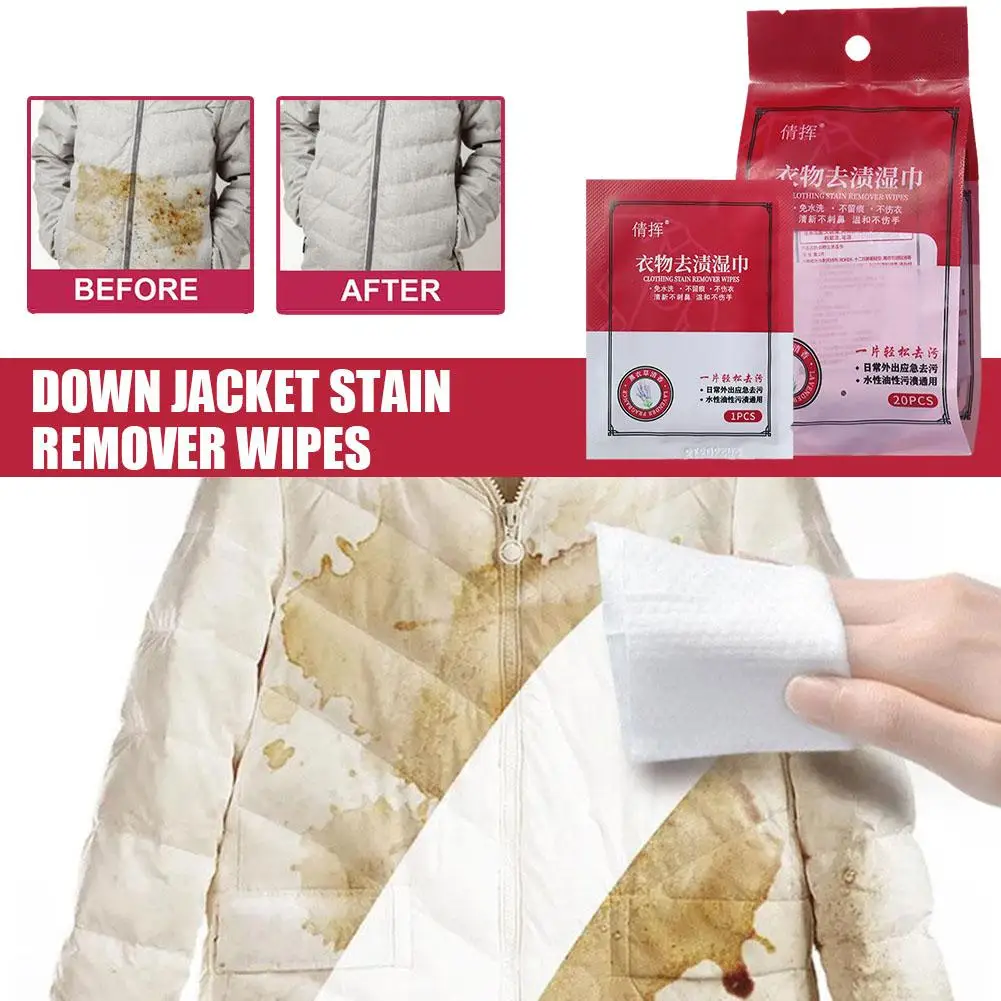 Clothes Cleaning Wipes Individually Packaged Jacket Stain Cleaning Down Wet Wipes Remover Removal