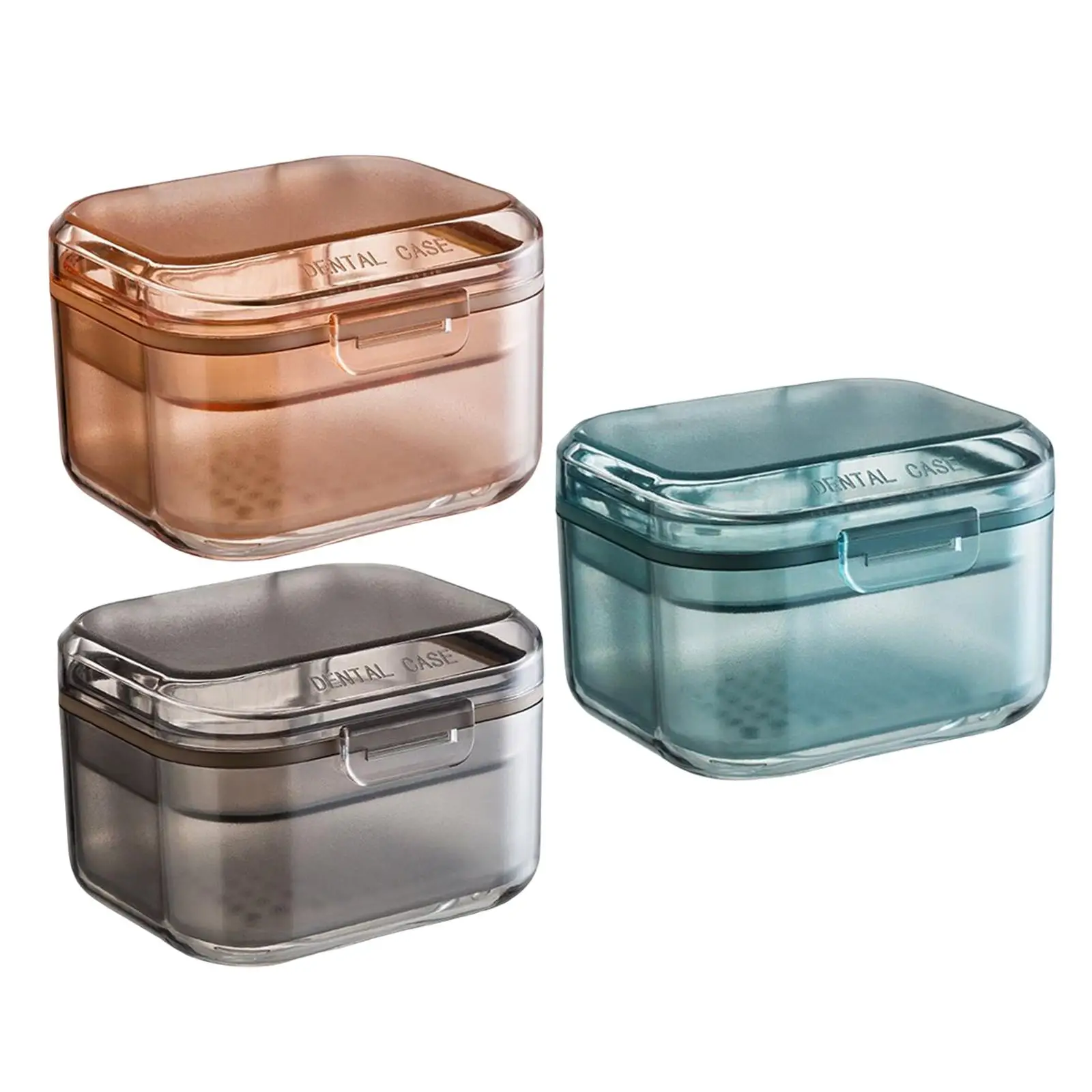 

Travel Denture Case Cup Cleaning and Draining Drain Organizer Storage Box