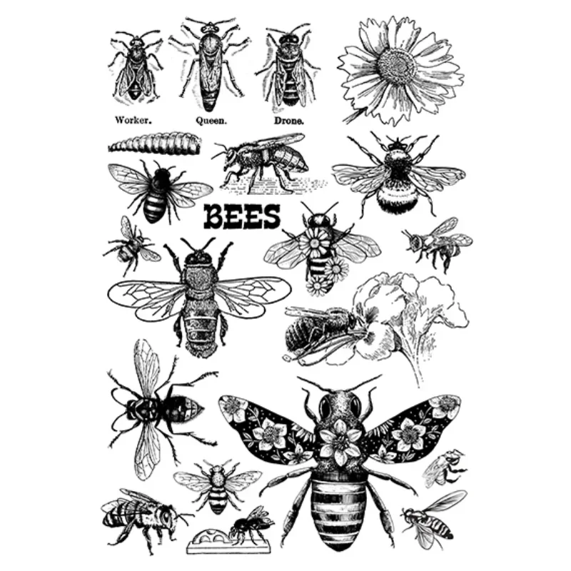 11*16cm Bee Flower Clear Stamp Card Album Paper Craft Rubber Transparent Silicon Stamp Embossed DIY Greeting Card Handmade clear stamps clear rubber stamps