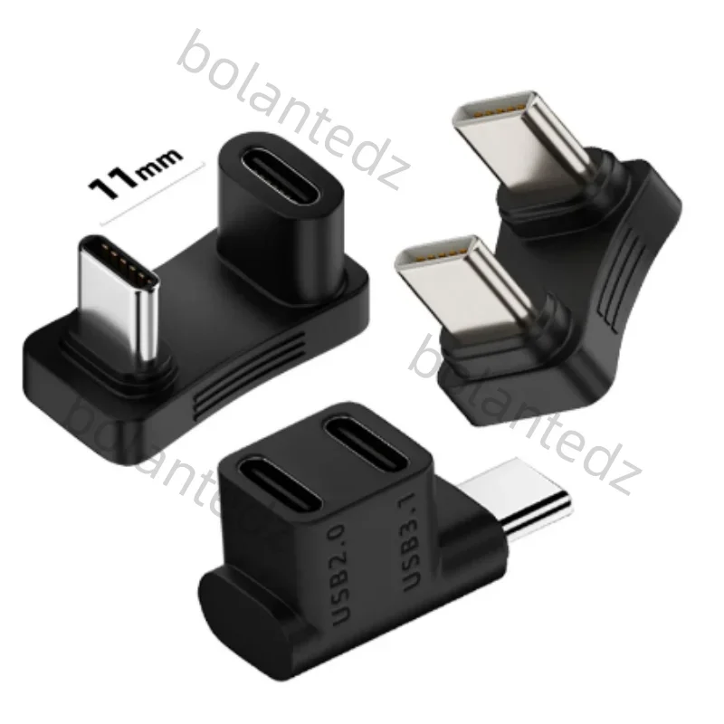 10Gbps 2 In 1 USB C Adapter 90 Degree USB C Extender Right Angle PD 100W Fast Charging Adapter ForSteam Deck Laptop Tablet