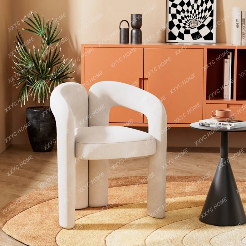 

Modern Nordic Light Luxury Backrest Dining Chairs Minimalist Casual Home Lint Soft Sponge Makeup Stool Living Room Furniture