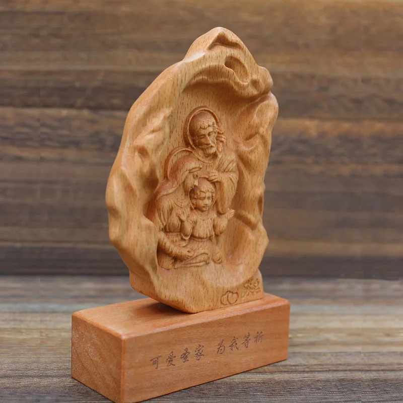 Solid Wood Carving of Our Lady of God, Saint Joseph Statues, Catholic Christ, Jesus Ornament, Home Decor Crafts, Church Suppli