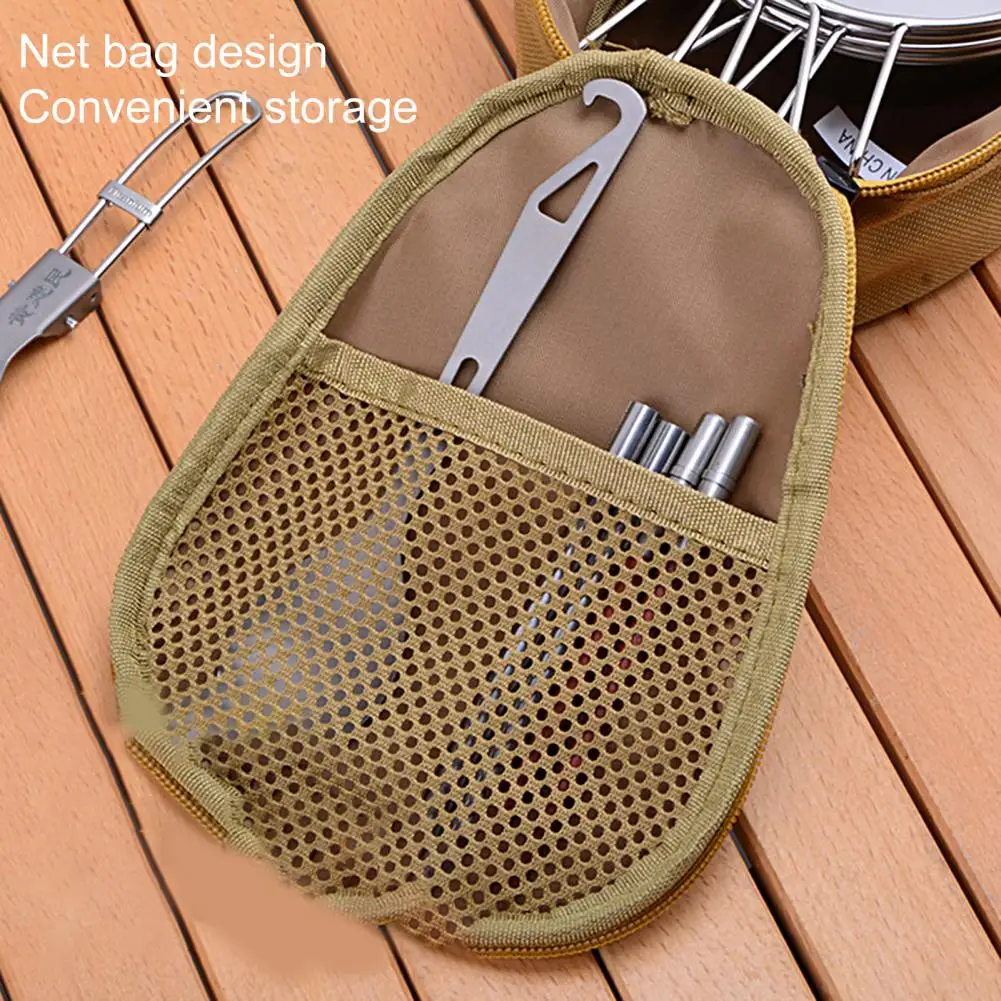 with Mesh Bag Oxford Cloth Easy to Carry Camping Sierra Bowl Storage Handbag Cookware Storage Bag Camping Accessories