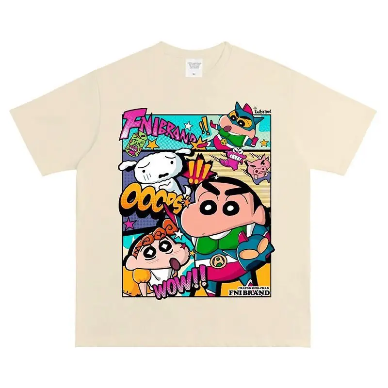 

New Anime Kawaii Cute Crayon Shin-Chan T-Shirt Short Sleeve Children's Short Sleeves Printing Student Cartoon Birthday Girl Gift