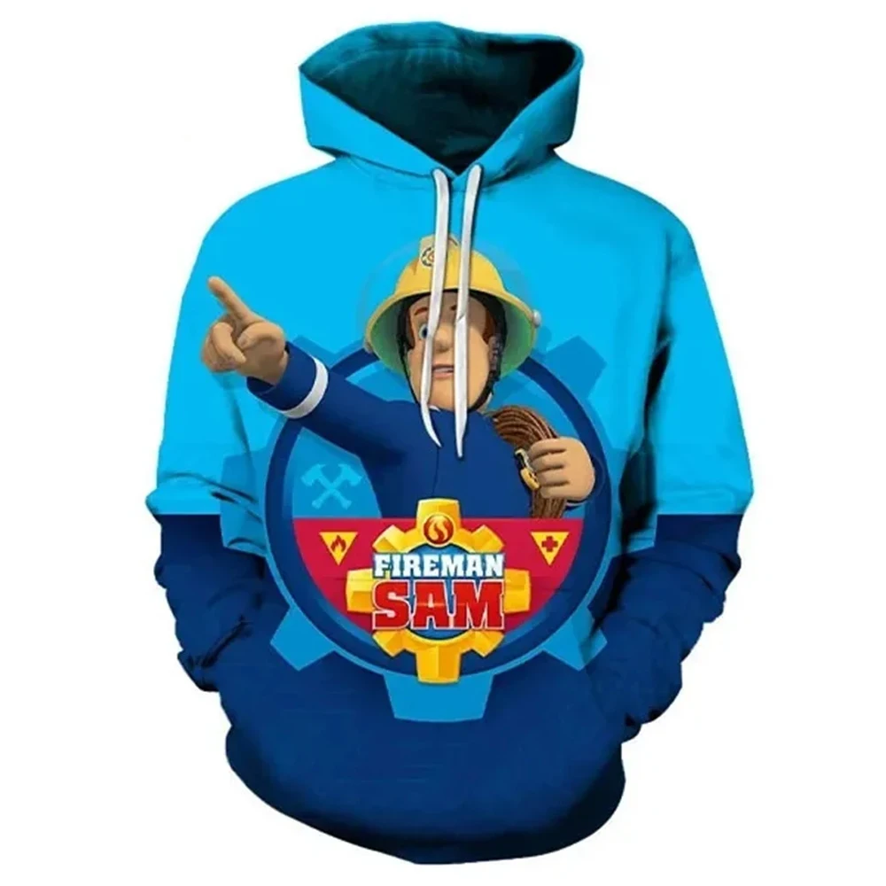 

Funny Fireman Sam Graphic Hoodies for Kids Boys Cartoon Hoodie 3D Printing Long Sleeves Pullovers Fashion Kid Hooded Sweatshirts