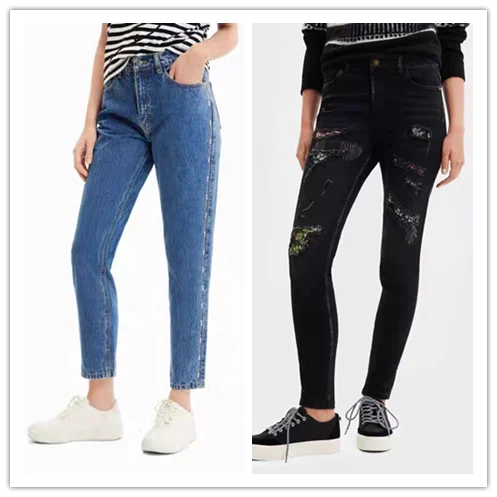 

Международная торговля оригинальные одноместные испанские Новые эластичные джинсы с высокой талией и вышивкой