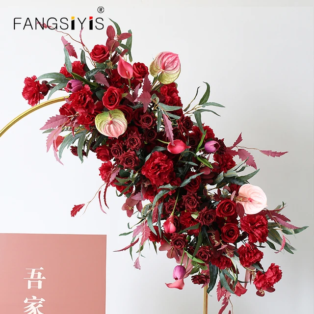 55cm Luxury Rose Artificial Flowers Ball Gold Red Black Feather Banquet  Event Party Wedding Decor Table Centerpieces Floral Prop - AliExpress