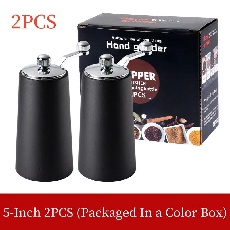 Description Picture 4 of itemCreative Hand Cranked Pepper Mill Set,Solid Wood Manual Sea Salt Black Pepper Grinder,Kitchen Freshly Black Peppercorns Mill 