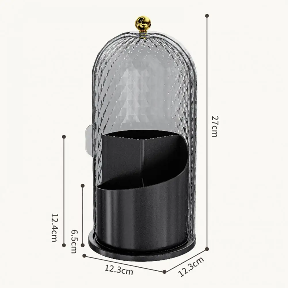 Rotating Toothbrush Holder 360-degree Rotating Toothbrush Makeup Brush Holder with Dustproof Cover Cosmetic Storage for Bathroom 6