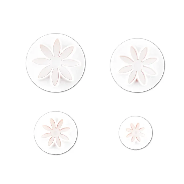 3/4 db Daisy Virág Dugattyú Fondant Vágó Formák Diy Cookie Keksz Bélyegek Cukorcraft Torta Díszítő Szerszámok Sütő Kiegészítők