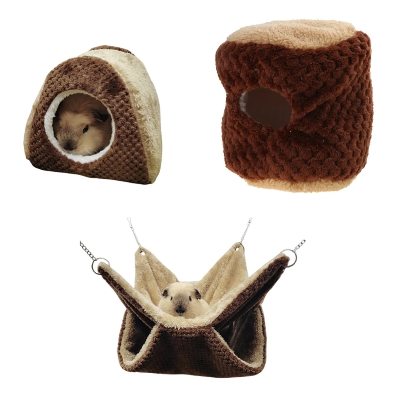 

Guinea Pigs Hanging Hammock Warm Bed Plush House Play-ground Cage Nest for Sugar-Gliders Ferret Squirrels Easy to Use