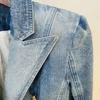 Top Quality Women Washed Denim Jeans Outwear Jackets Double Breasted Slim Short Female Casual Blazer 4
