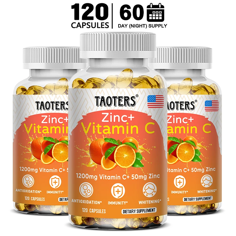 

Vitamin C + Zinc Supplement High Absorption Immune System and Collagen Skin Health Vitamins Antioxidant Energy Production