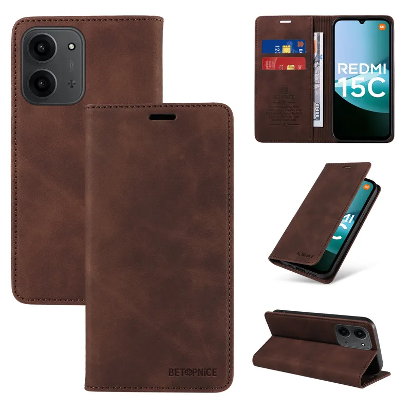 Enhanced Leather Wallet Flip Card Holder Anti-Theft Phone Case