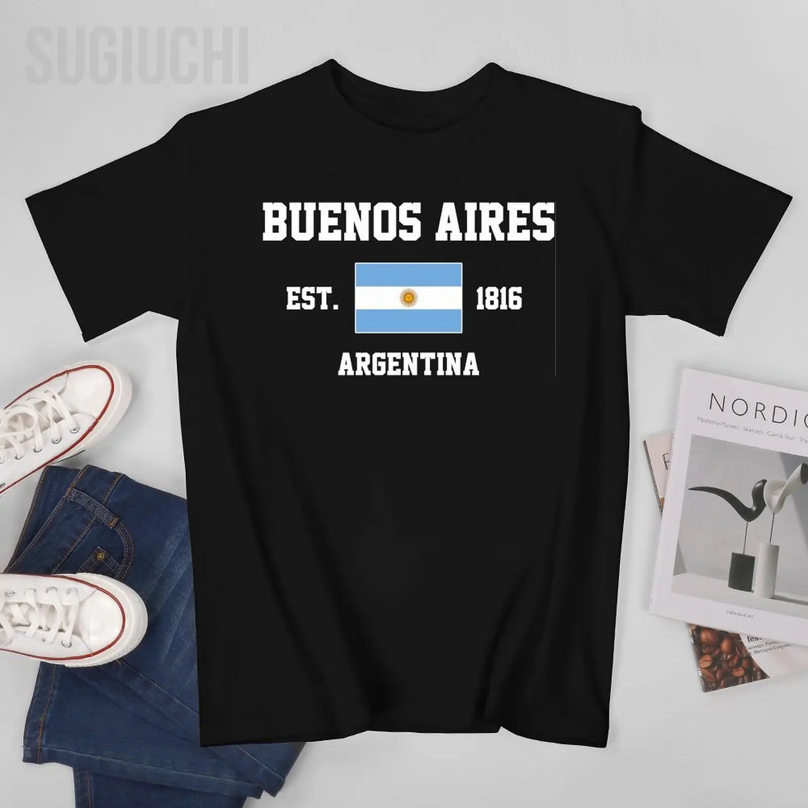 Bandiera Patriottica Argentina Est.1816 San Valentino Uomo Tshirt Tees T-Shirt O-Collo Magliette Donna Ragazzi Abbigliamento 100% Cotone