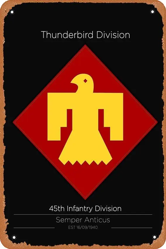 45-е пехотное подразделение США Военные единицы Ретро винтажный флэш-знак 8x12 дюймов.